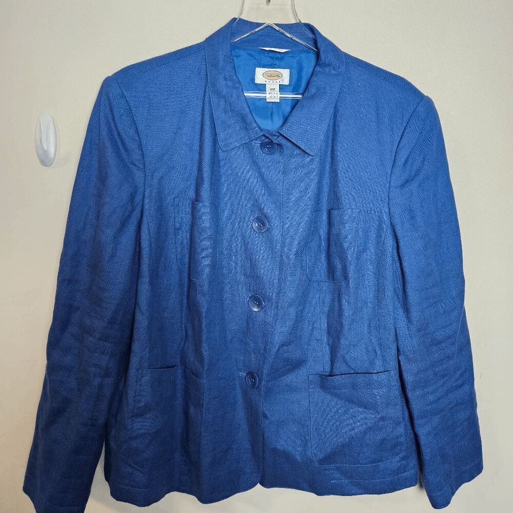 Talbots Button Down 100% Irish Linen Lightweight Blazer Jacket with Pockets Wome